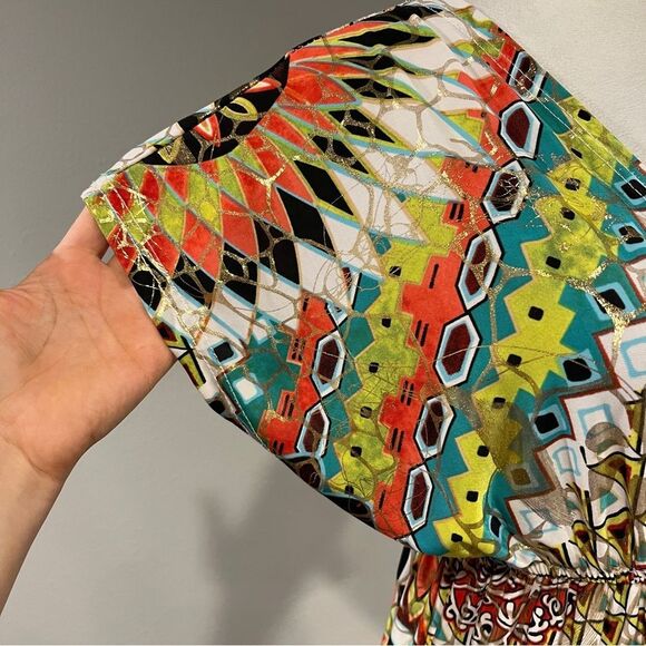 India Boutique Vibrant Multicolor Geometric Print Dress size small - Picture 4 of 13